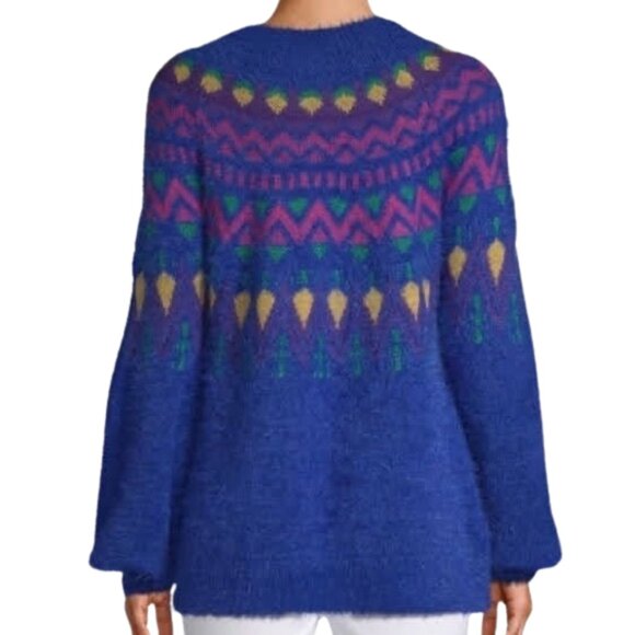 3/$30 Faux Angora Fairisle Sweater, Colbalt - Picture 3 of 8